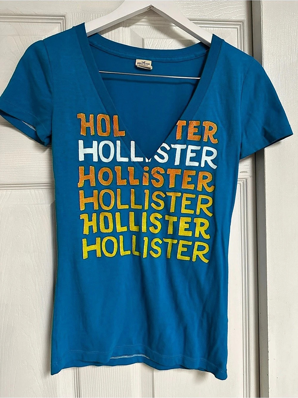 Hollister Color Block Graphic Tee Size Small Y2K